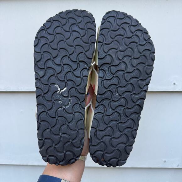 Birkenstock Pisa Papillio Cream Pink Green Watercolor Twist Sandals 38 L7 M5 - Picture 6 of 7